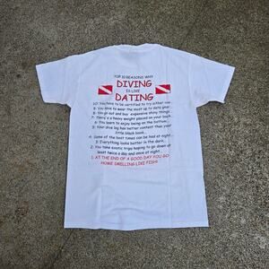 Vtg 90s WHY DATING IS LIKE DIVING Crass Humor Bonaire Travel T Shirt M